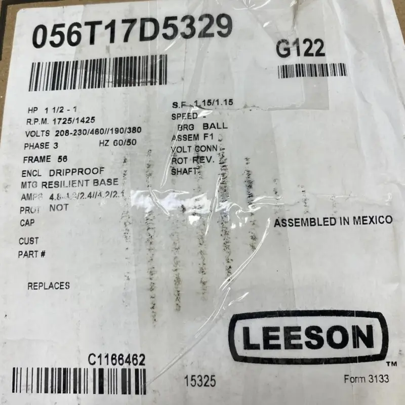 056T17d5329 Genuine Leeson Fan Motor 208-230/460 190/380V 2
