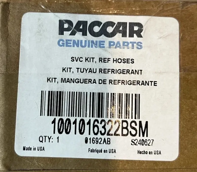 1001016322Bsm Genuine Paccar Refrigerant Hose Kit 1