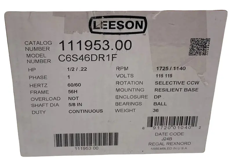111953.00 Genuine Leeson Purpose Motor 115V 2