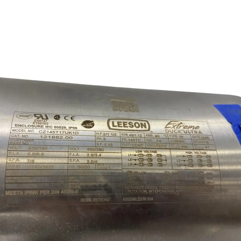 121882.00 Leeson 3-Phase Ultra Washdown Motor 2