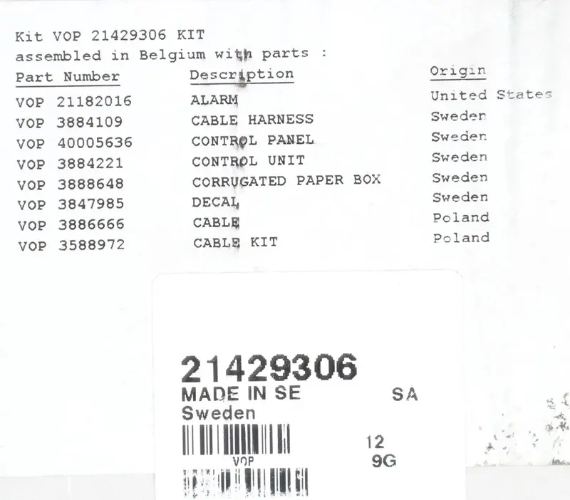 21429306 Genuine Volvo Penta Expired Kit 2