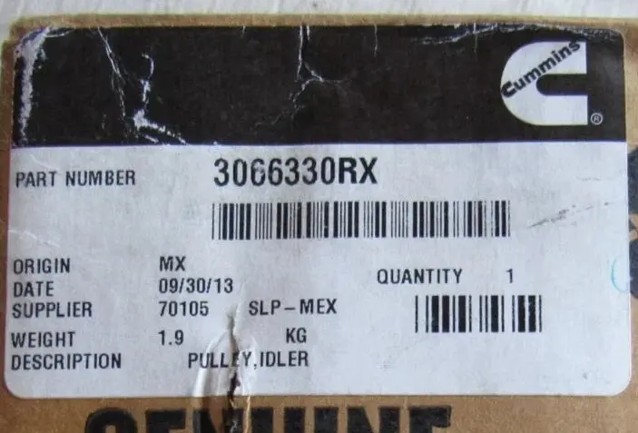 3066330Rxn Genuine Cummins Water Pump Idler Pulley 2