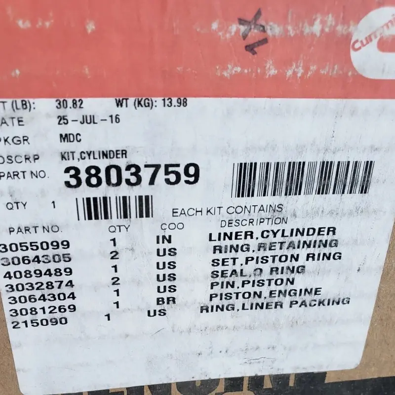 3803759 Genuine Cummins Cylinder Liner Kit 2