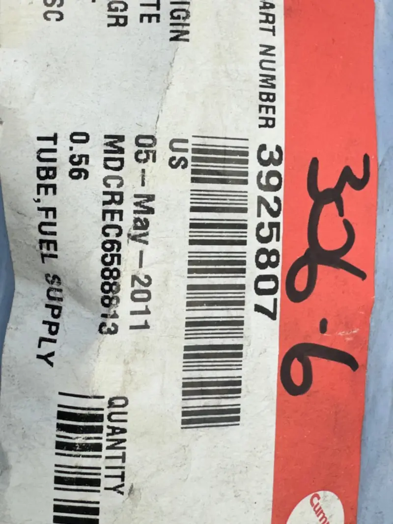 3925807 Genuine Cummins Injector Fuel Supply Tube 2