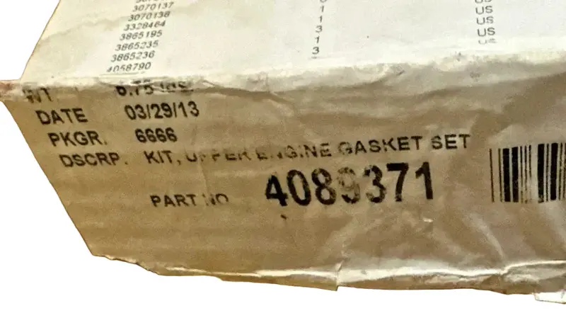 4089371 Genuine Cummins Upper Engine Gasket Set 1