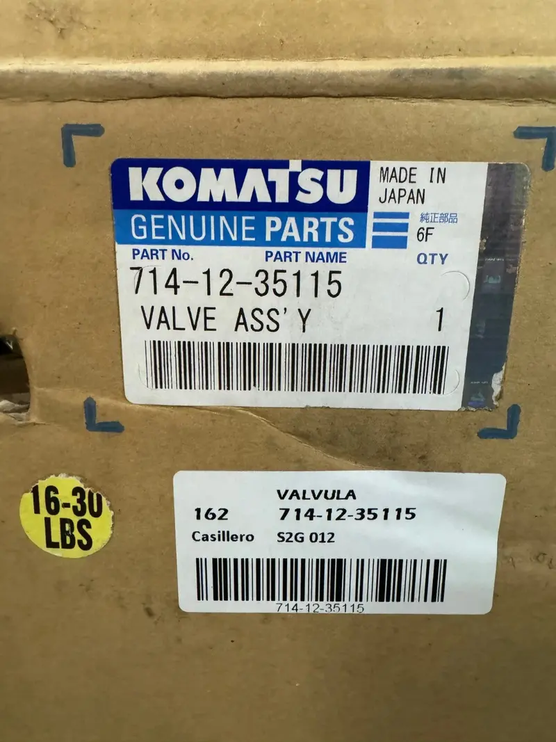 714-12-35115 Genuine Komatsu Valve Assembly 2