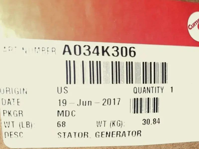 A034k306 Genuine Cummins Stator Generator 1