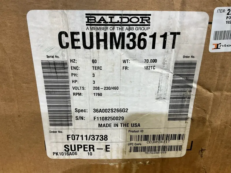 Ceuhm3611t Baldor Electric Motor 208-230-460V 1