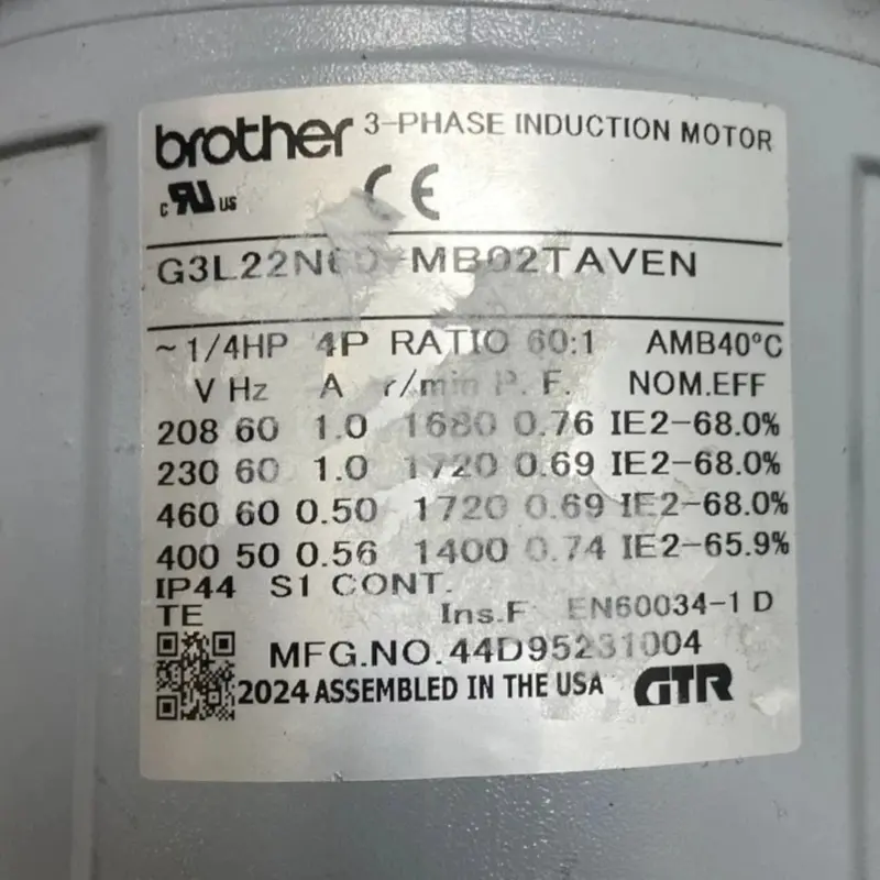 G3l22n60-Mb02taven Brother Gear Motor 230-460V 2