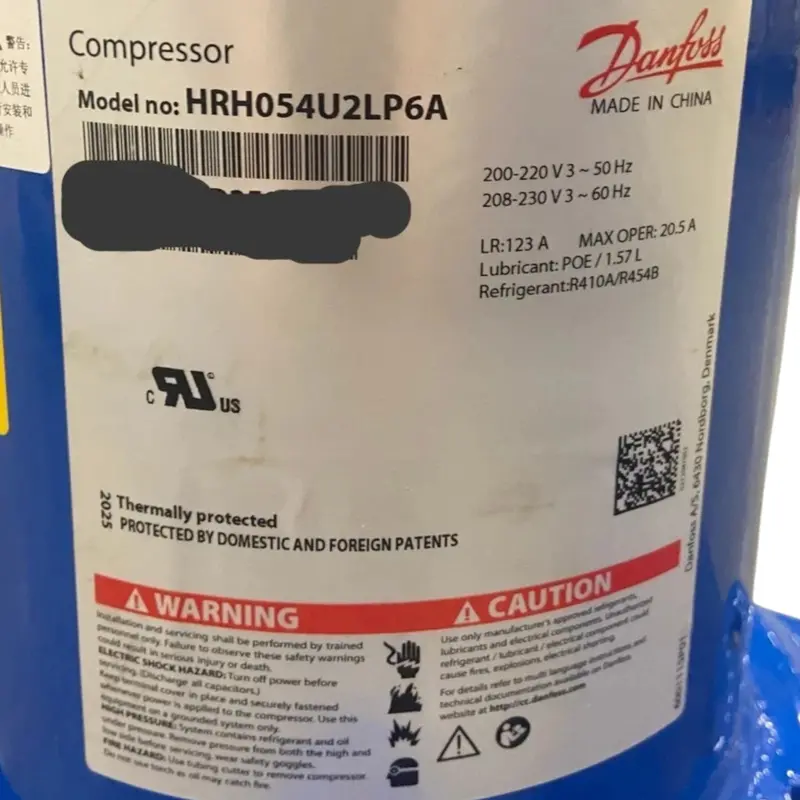 Hrh054u2lp6a Genuine Danfoss Scroll Compressor 208-230V 2