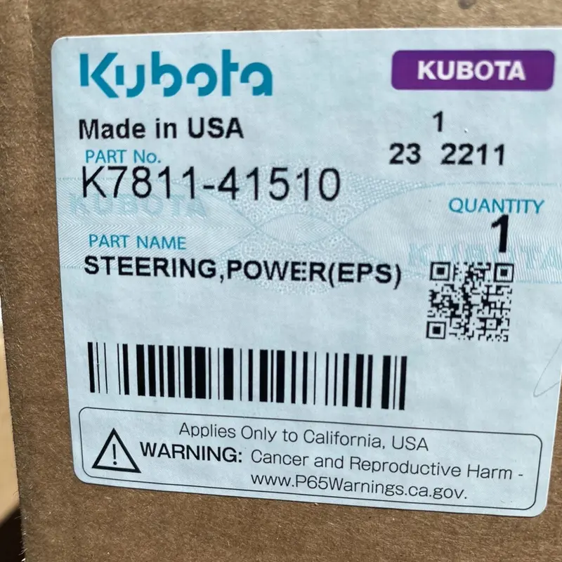 K781141510 Genuine Kubota Steering, Power (Eps) 2