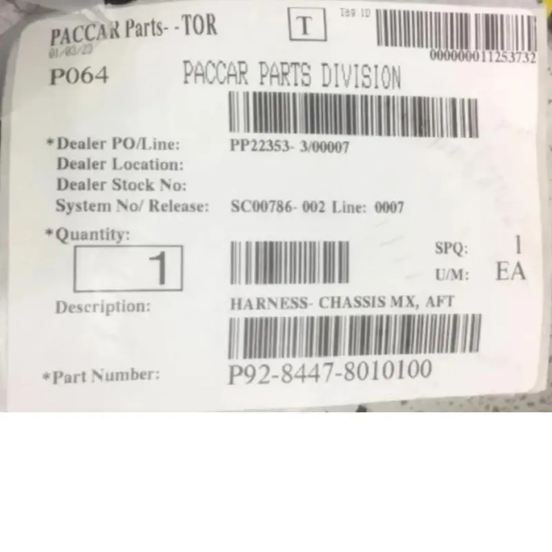 P92-8447-8010100 Genuine Paccar Chassis Wiring Harness 2