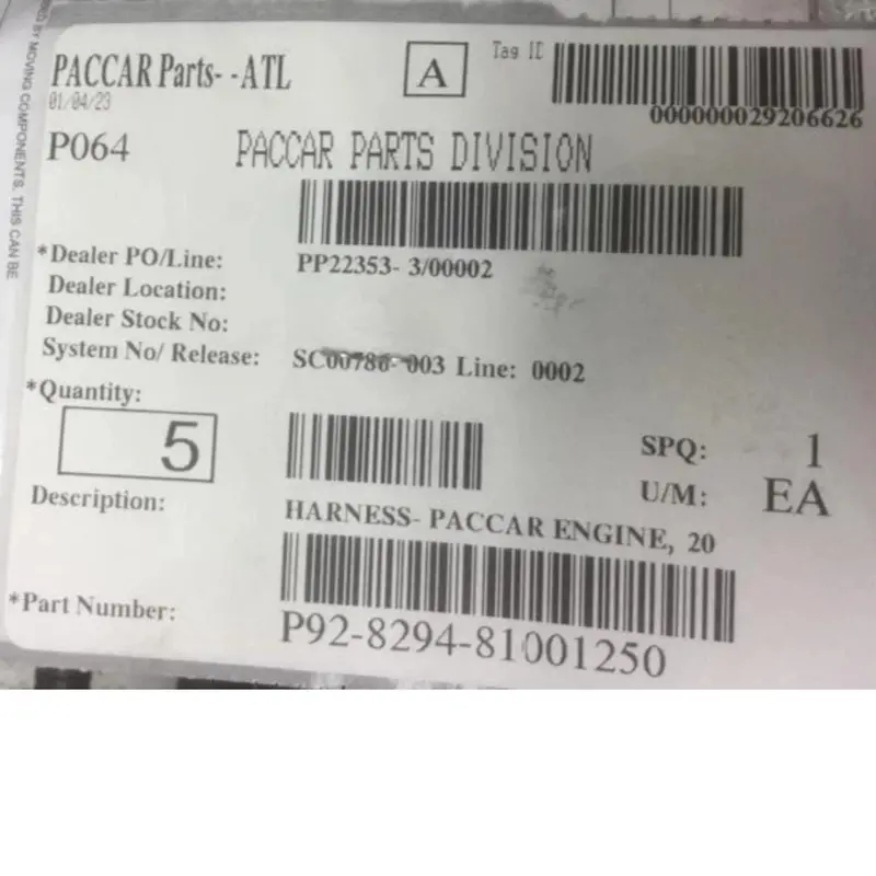 P92829481001250 Genuine Paccar Engine Wiring Harness 2