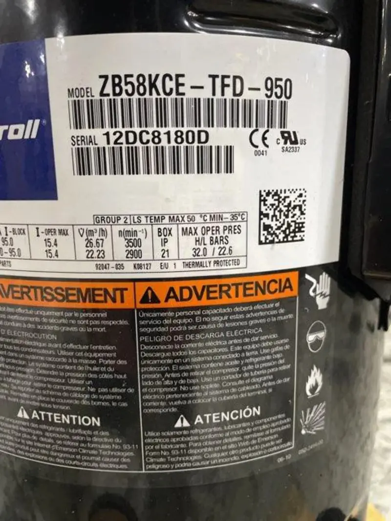 Zb58kce-Tfd-950 Genuine Copeland Scroll Compressor 2