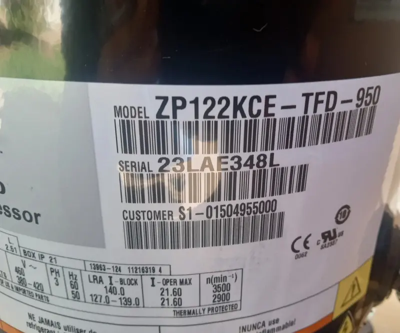 Zp122kce-Tfd-950 Genuine Copeland Scroll Compresor 2