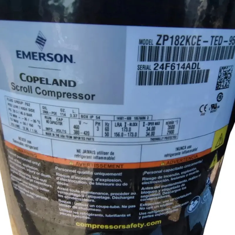 Zp182kceted950 Copeland Scroll Compressor 2
