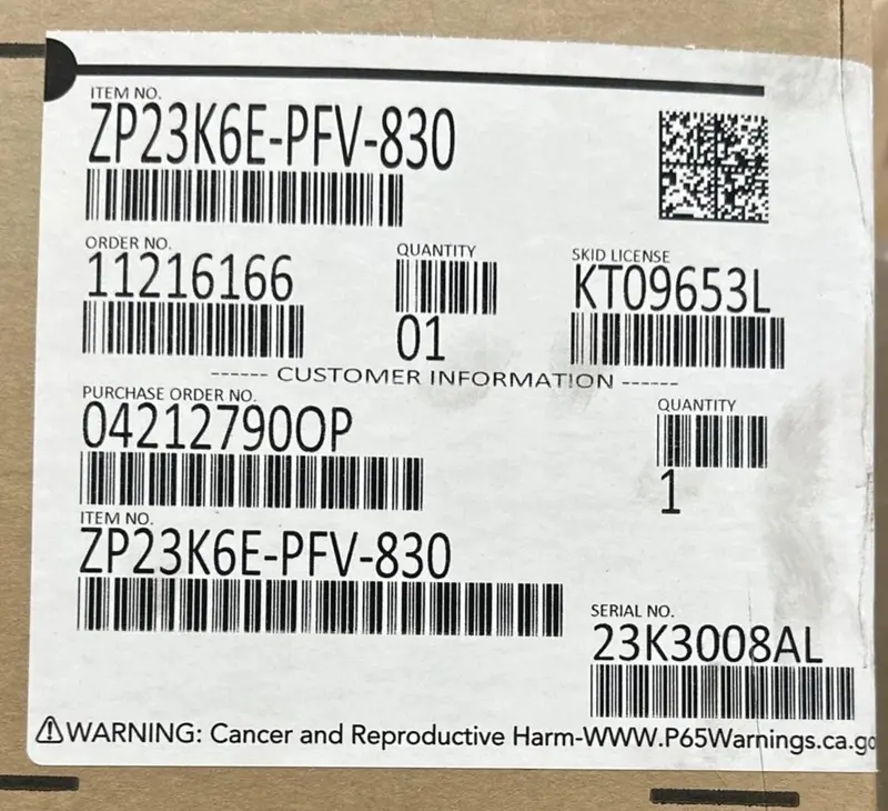 Zp23k6e-Pfv-830 Genuine Copeland Scroll Compressor 208-230V 1