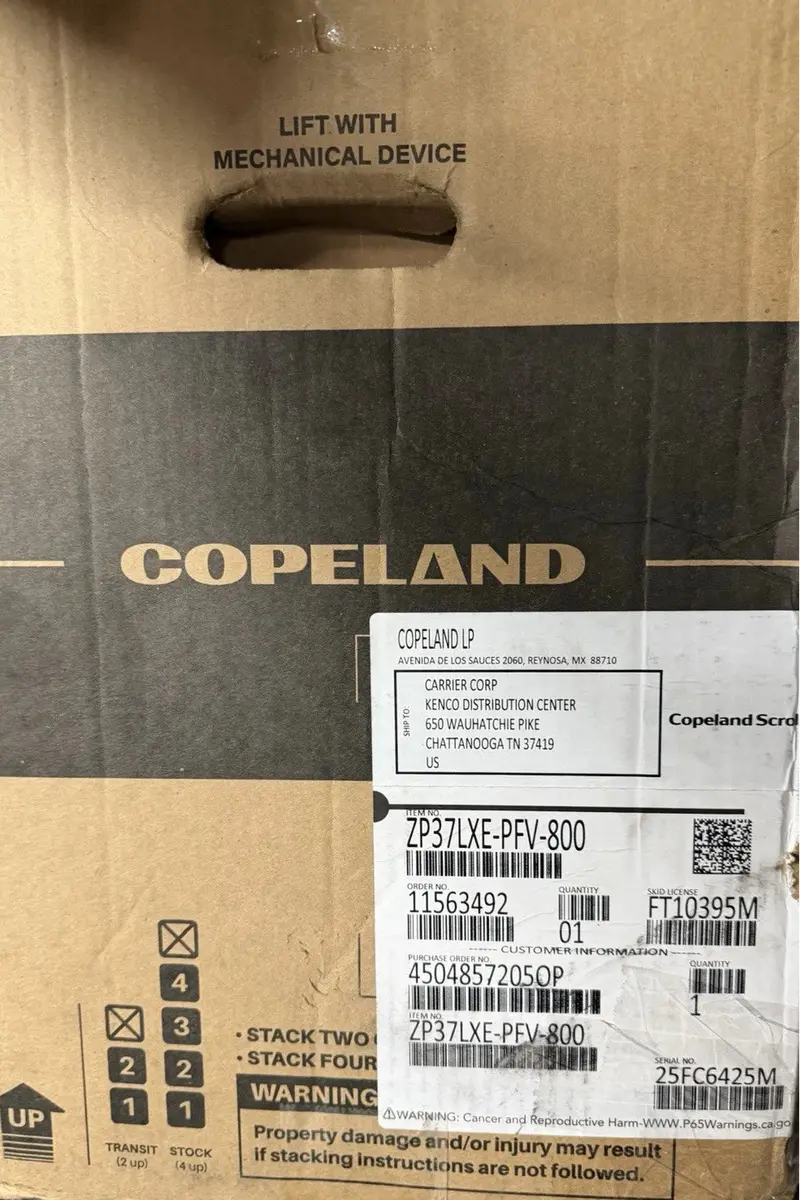 Zp37lxe-Pfv-800 Genuine Copeland Scroll Compressor 1