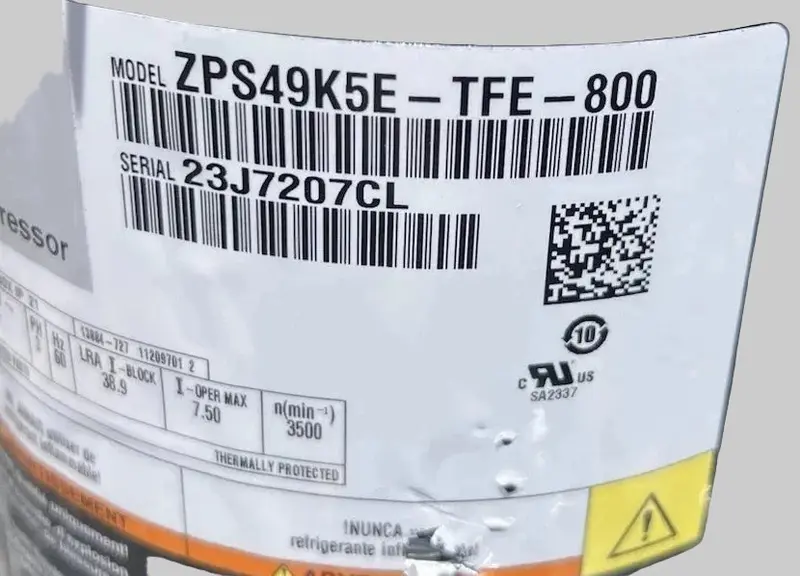 Zp49k5e-Tfe-800 Genuine Copeland Scroll Compressor 575V 2