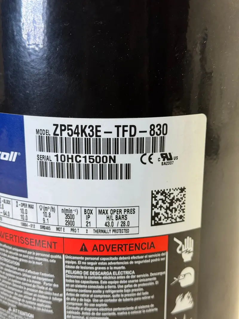 Zp54k3e-Tfd-830 Copeland Scroll Compressor 460V 2