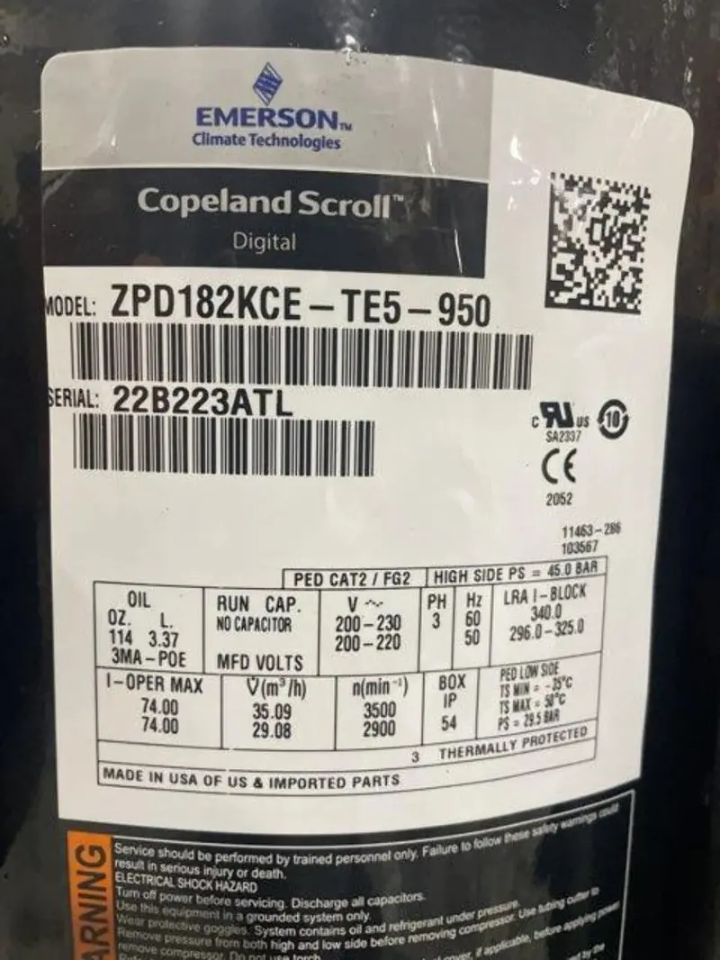 Zpd182kce-Te5-950 Genuine Copeland Scroll Compressor 2