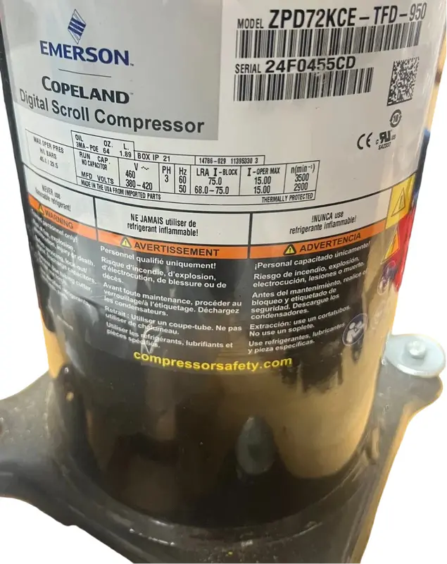 Zpd72kce-Tfd-950 Genuine Copeland Scroll Compressor 1