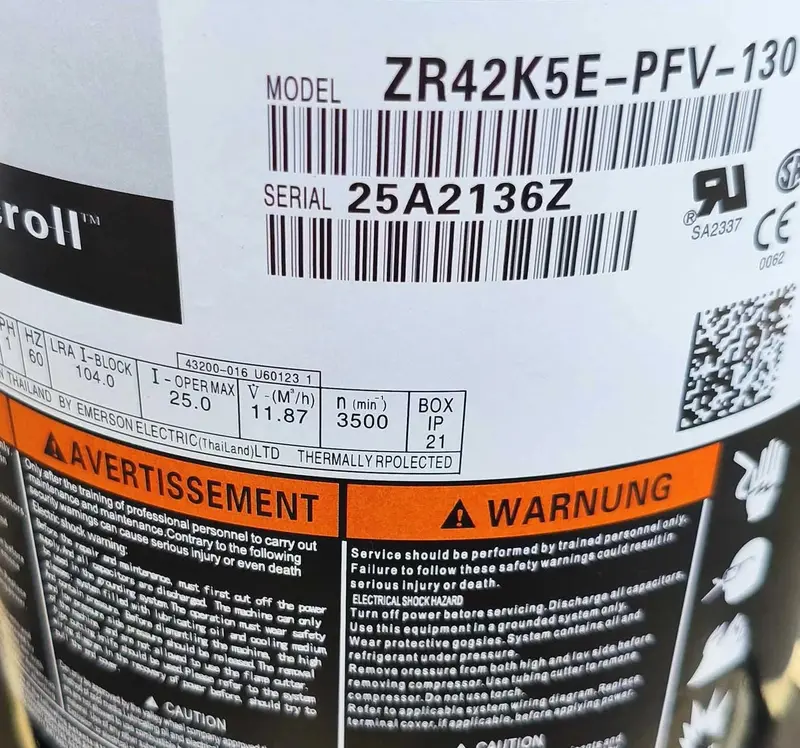 Zr42k5e-Pfv-130 Genuine Copeland Scroll Compressor 2