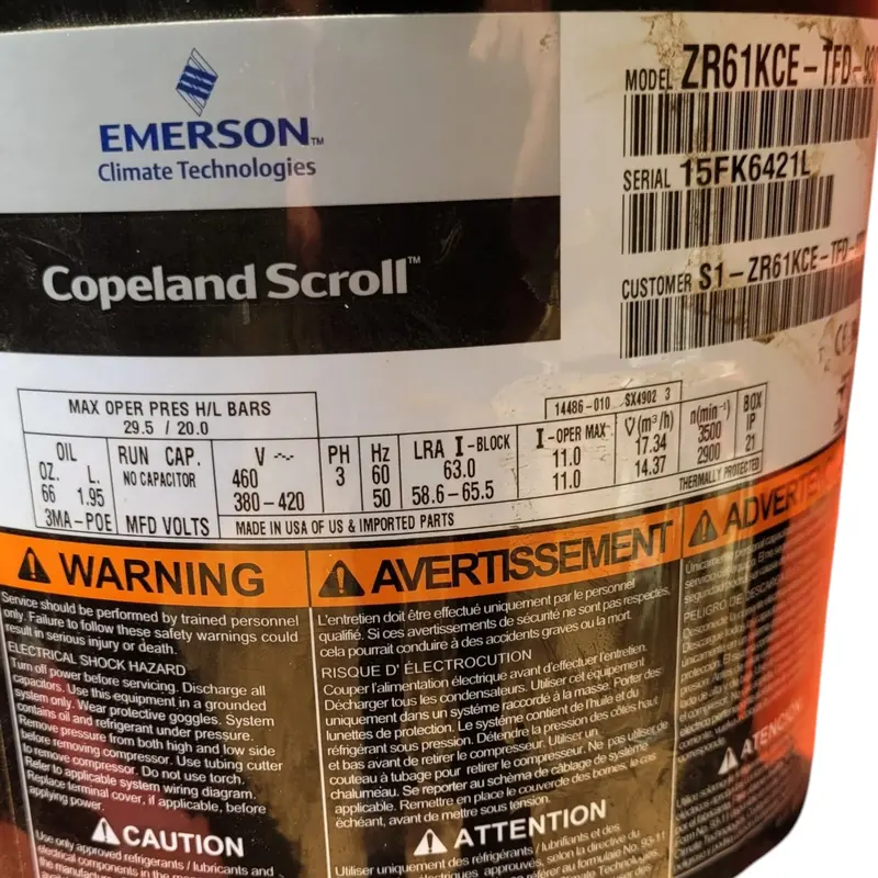 Zr61kce-Tfd-930 Genuine Copeland Scroll Compressor 2