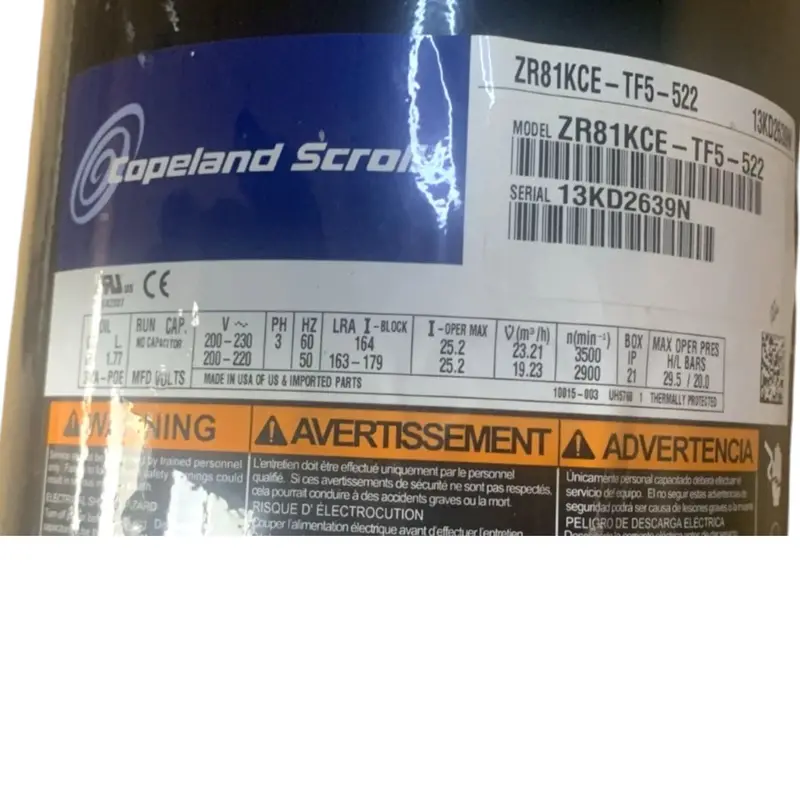Zr81kcetf5522 Copeland Scroll Compressor 2
