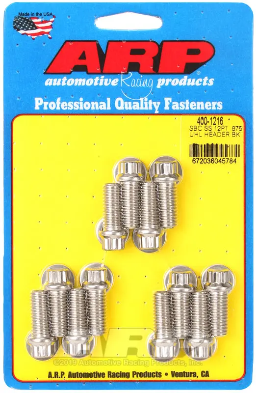 Arp Polished 12-Point Header Bolt Kit For Chevrolet Small Block V8 (.875" Uhl) 1