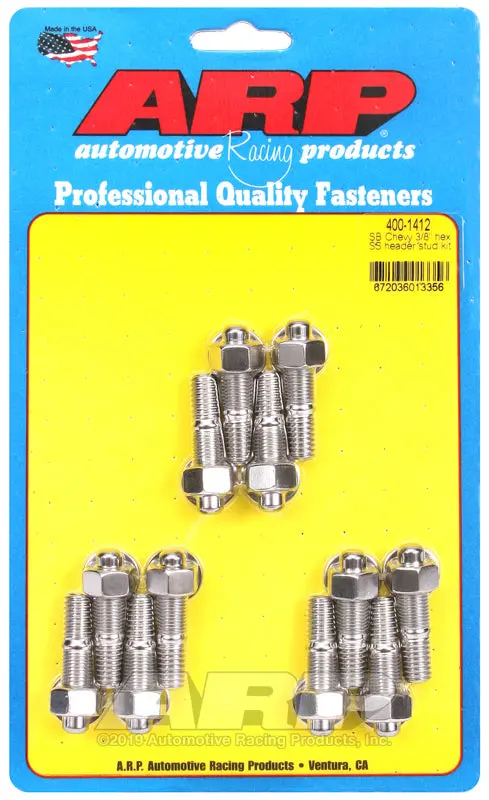 Arp Stainless Steel Header Stud Kit – Designed For Small-Block Chevy Engines, 3/8-Inch Hex 1