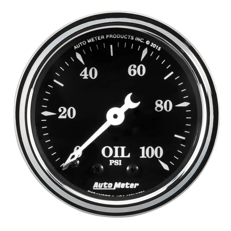 Autometer Mechanical Oil Pressure Gauge – 2-1/16″ Dial, 0–100 Psi, Vintage Black Face 1