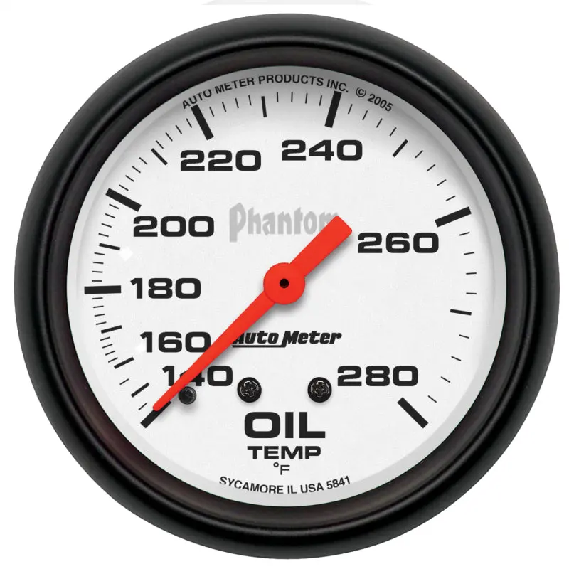 Autometer Phantom Mechanical Oil Temperature Gauge – 2-5/8" Dial, 140–280°F Range 1