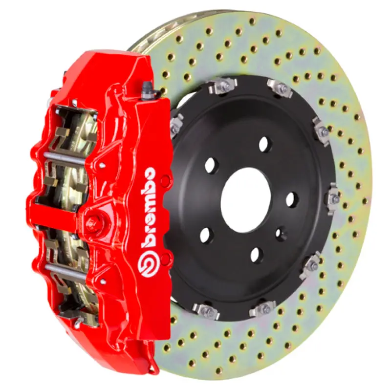 Brembo 07-16 Tundra Front Gt Bbk 6 Piston Cast 2Pc 380X34 2Pc Rotor Drilled-Red 1