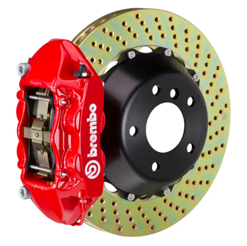 Brembo 84-87 Testarossa Rear Gt Bbk 4 Piston Cast 380X28 2Pc Rotor Drilled-Red 1