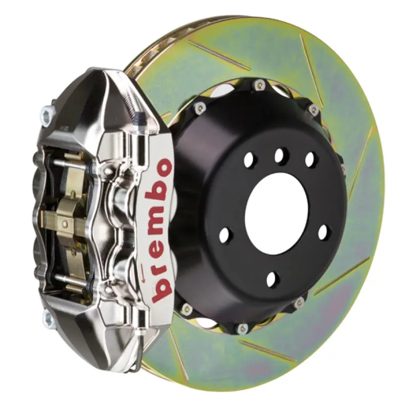 Brembo Gtr Rear Brake Kit For 2012–2015 Bmw 335I & 335I Xdrive M Sport – 4-Piston Billet Calipers, 345X28Mm Slotted Two-Piece Rotors With Nickel Plating 1
