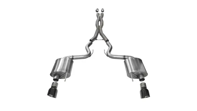 Corsa Sport Cat-Back Exhaust System – 3-Inch Stainless Steel, Dual Black Tips, For 2015 Ford Mustang Gt 5.0L 1
