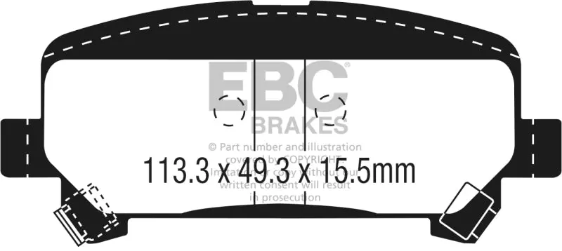 Ebc Ultimax2 Rear Brake Pads For 2015+ Chevrolet Colorado 2.5L 1