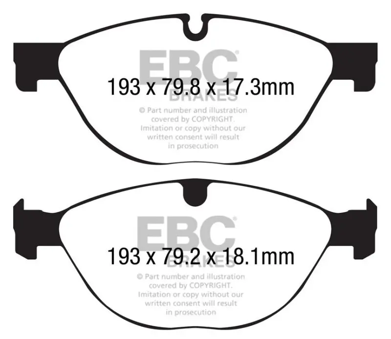 Ebc Yellowstuff Front Brake Pads For 2013+ Jaguar F-Type (3.0L Supercharged, Cast-Iron Calipers Only) 1