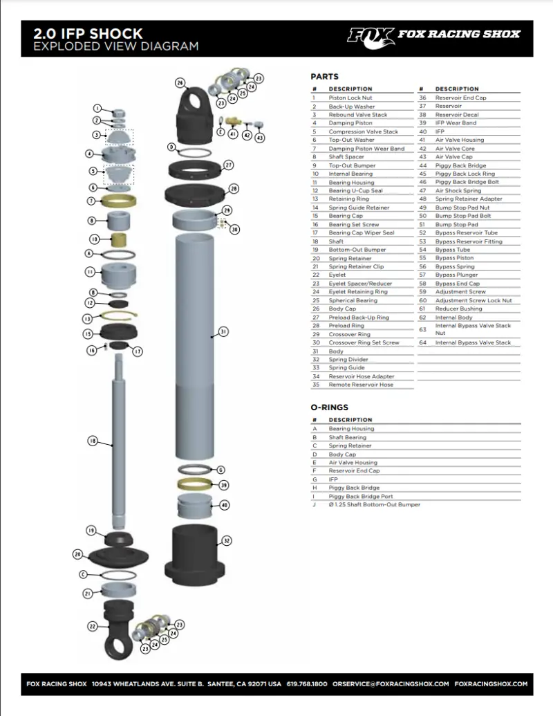 Fox Shock Body Component – 1.834" Diameter, 12.900" Travel, Steel Construction With Id Thread & Wire Ring End 1