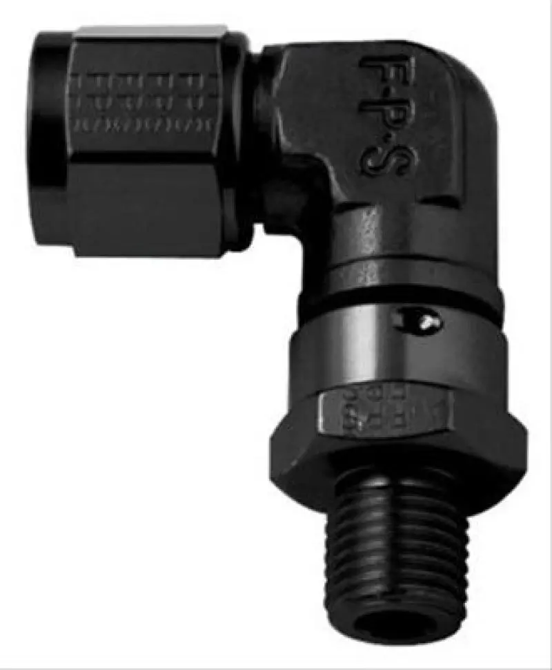 Fragola Black -8An O-Ring Swivel Fitting: 90° Female Nut To 9/16-18 Thread (Pack Of 6) 1