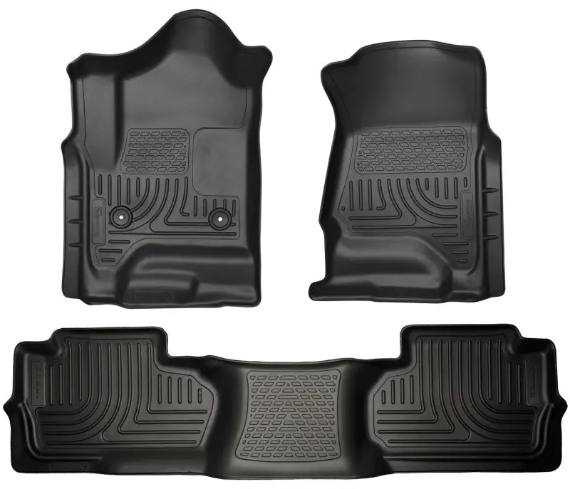 Husky Liners Weatherbeater Floor Mats – Black, Front + Second Row, For 2014 Chevrolet Silverado & Gmc Sierra Double Cab 1
