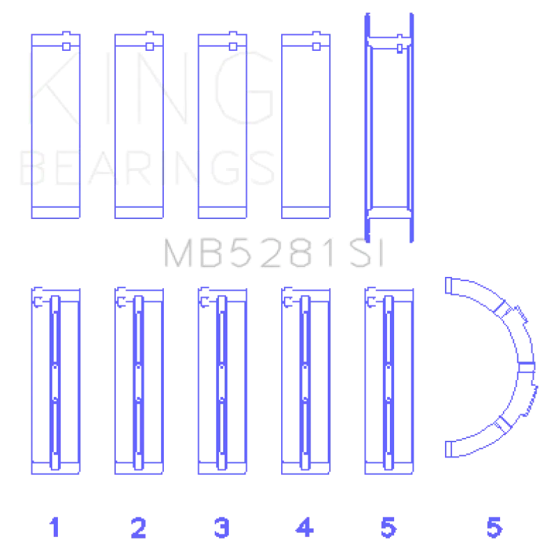 King Main Bearing Set For Ford 4.6L V8 (302Ci), Oversized +0.75Mm, Windsor Block Compatible 1