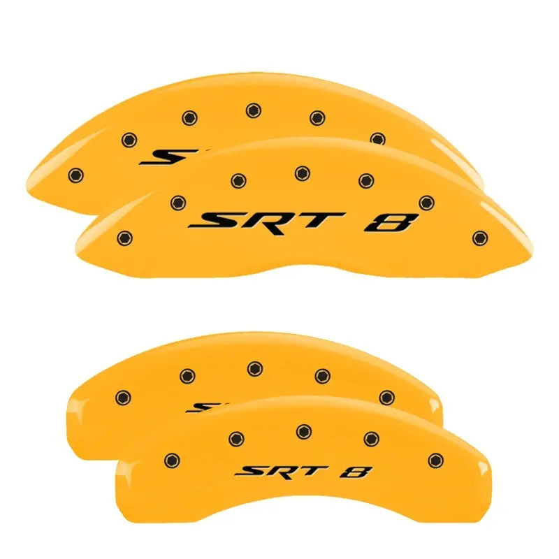 Mgp Engraved 4-Piston Caliper Covers For 2006 Jeep Commander Srt8 – Yellow Finish With Black Charcoal Accents 1