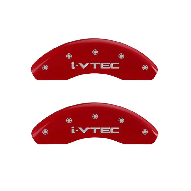 Mgp Engraved Caliper Covers For I-Vtec Vehicles – Front & Rear, Red Finish With Silver Accent 2