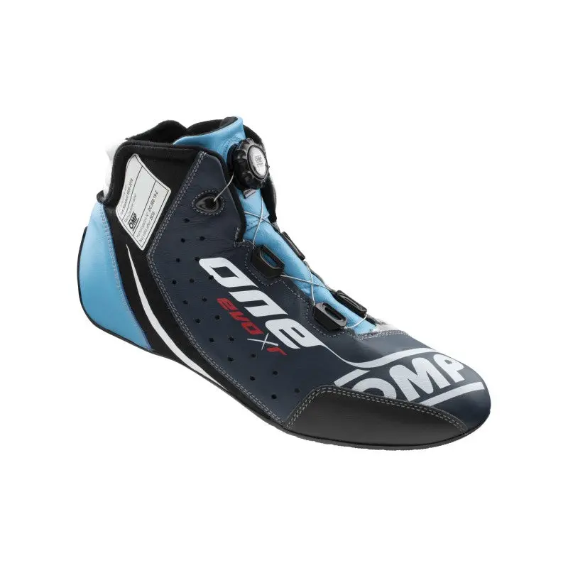 Omp One Evo X R Racing Shoes – Blue/Silver/Cyan, Size 44 (Fia 8856-2018 Certified) 1