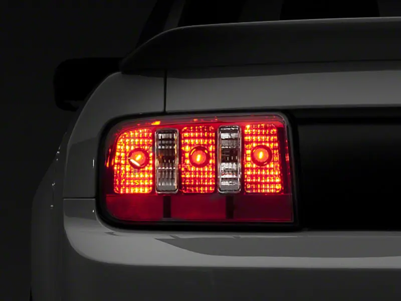 Raxiom Chrome-Housing Led Tail Lights For 2005–2009 Ford Mustang Coyote – Red/Clear Lens 1