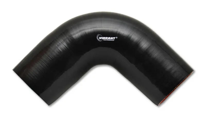 Vibrant 4-Ply Black Reinforced Silicone 90° Elbow Connector – 5" Id × 4" Leg 1