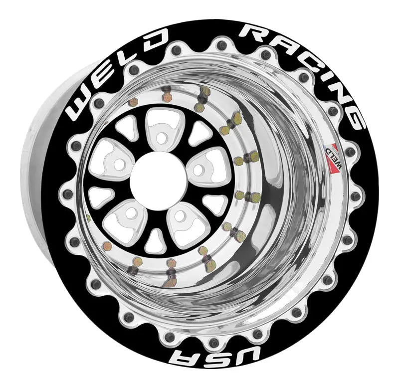 Weld V-Series 15X12 / 5X4.5 Bp / 3In. Bs Black Wheel - Black Double Beadlock Mt 1