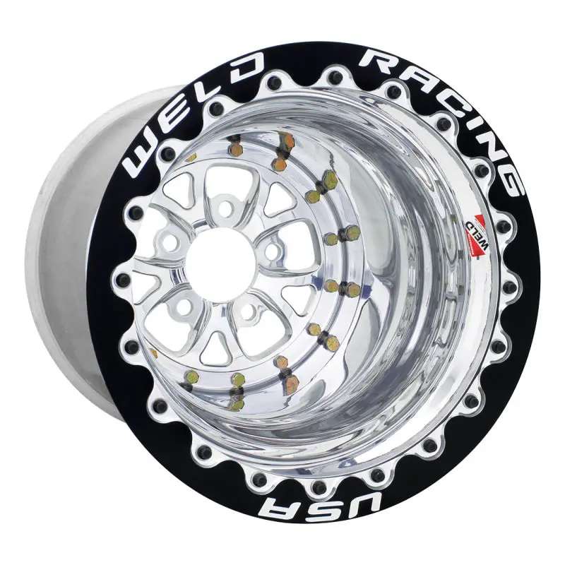 Weld V-Series Polished Double Beadlock Wheel – 15X12", 5X4.75 Bolt Pattern, 4" Backspace, Mt Finish 1